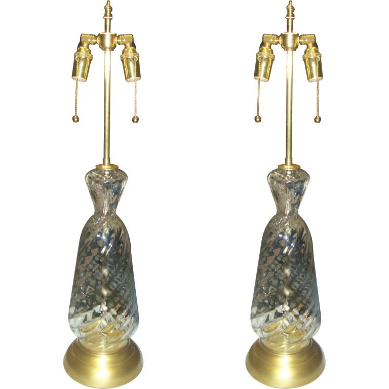 Pair of Mid-Century  Murano glass table  lamps