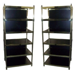 A pair of Brass Etageres/Open Bookcases