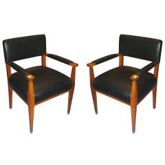 Sculptural Pair of French 40's Armchairs