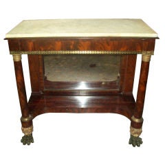 Mahogany Pier Table on Parcel Gilt and Painted Paw Feet