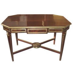Brass-Inlaid Mahogany Library Table in the Neoclassical Manner Brass-Inlaid Mahogany Library Table in the Neoclassical Manner