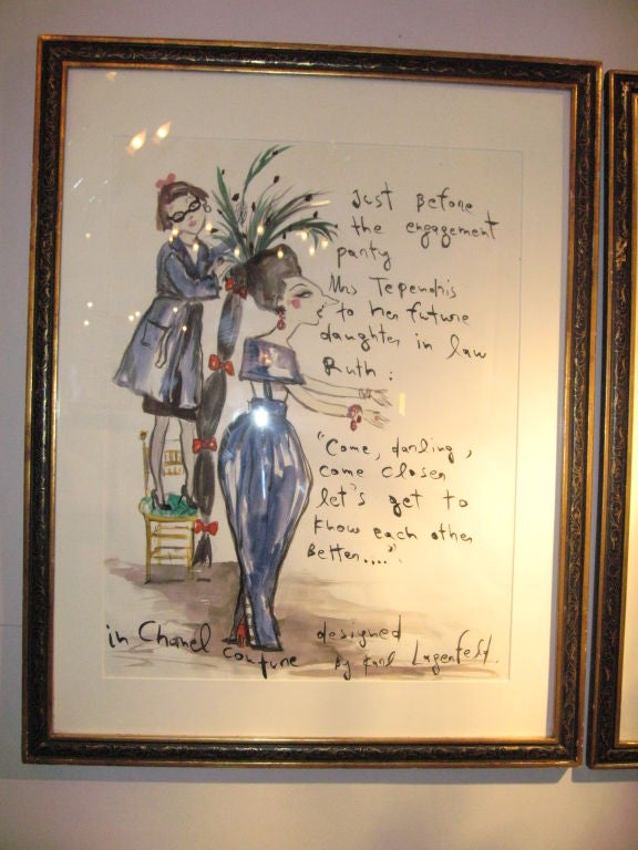 "Mrs .Tependris in Chanel" Watercolour , Konstantin Kakanias
