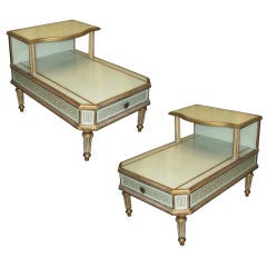 A Pair of Reverse-Painted and Mother Of Pearl Nightstands
