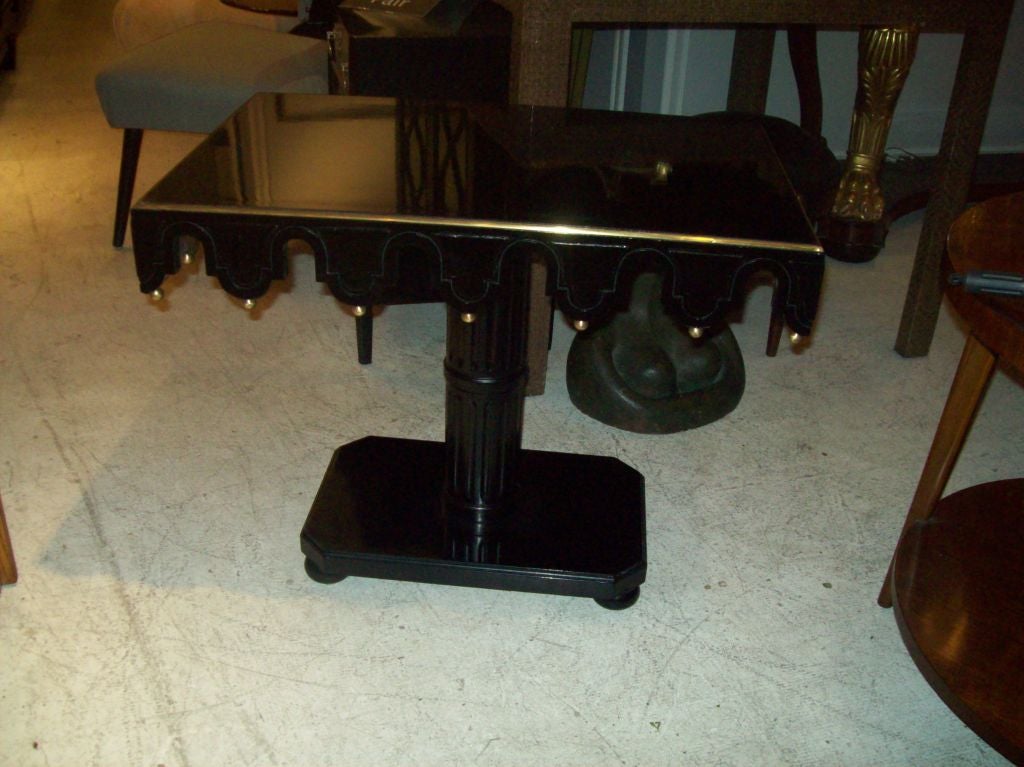 Whimsical Hollywood Regency Ebonized Side Table