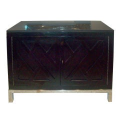 Maison Jansen Signed Ebonized  Marble-Top Cabinet