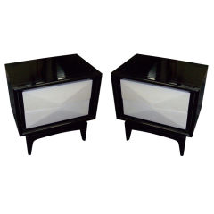 A Pair Of Mid-Century Modern Sculptural  Lacquered Nightstands