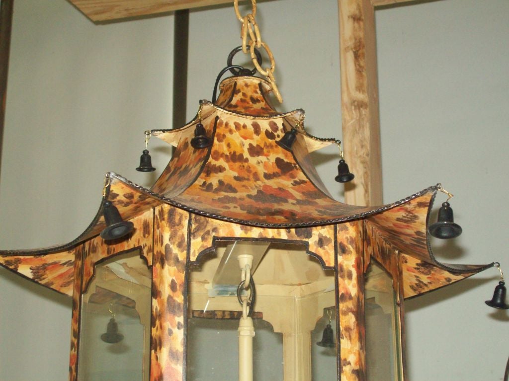 Custom pagoda-shaped faux-tortoise fixture. 
This fixture is customizable to your specifications 
with a lead time of 8-10 weeks.
