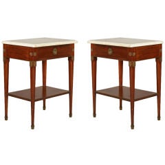 A pair of Jansen marble top night stands/side tables