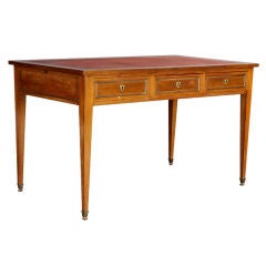 Exquisite Directoire-Style Desk w. Leather Top on Tapered Legs