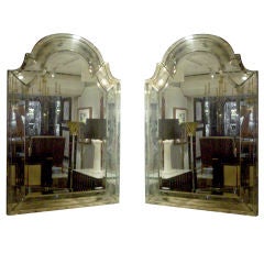 Vintage An Exceptional Pair of Venetian Queen Anne Style Mirrors