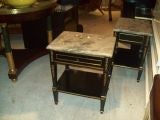 Pair of Jansen Stamped Marble-Top Night Stands Pair of Jansen Stamped Marble-Top Night Stands