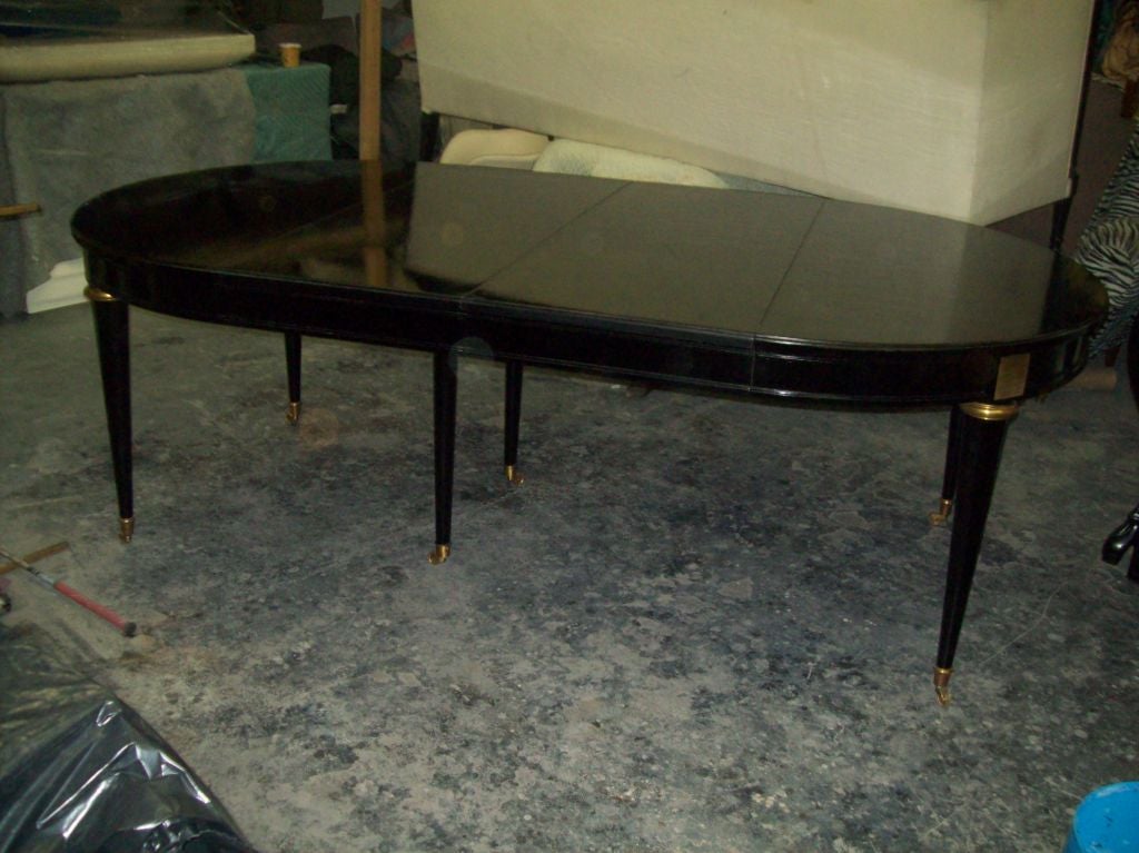 French Directoire-Style Ebonized Dining Table on Castors