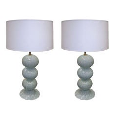 A Pair of Hand-Blown Murano Lamps with Gold Specks 2