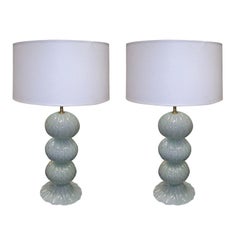 A Pair of Hand-Blown Murano Lamps with Gold Specks A Pair of Hand-Blown Murano Lamps with Gold Specks