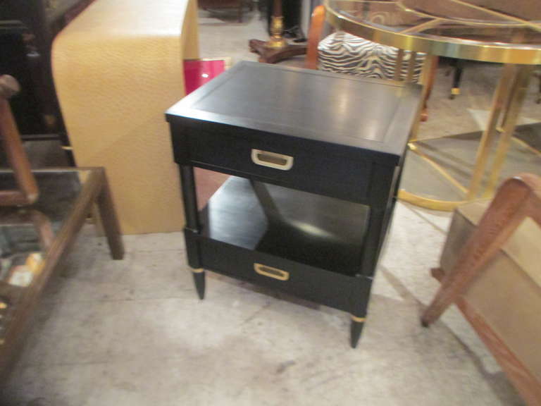 American Pair of Ebonized Two-Tiered Night Stands