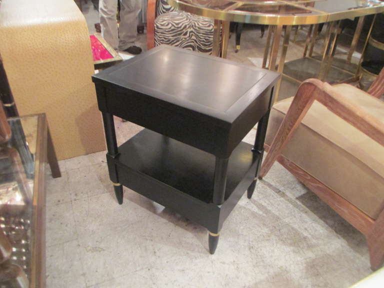 Pair of Ebonized Two-Tiered Night Stands In Excellent Condition In New York, NY