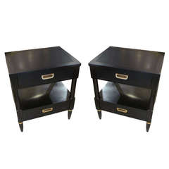 Pair of Ebonized Two-Tiered Night Stands
