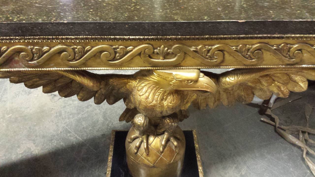 English Pair of Georgian Style Giltwood Eagle Consoles