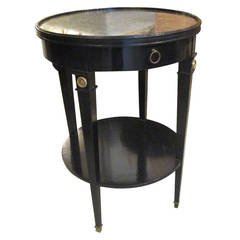 Ebonized and Bronze-Mounted End Table with Smoked Glass Top