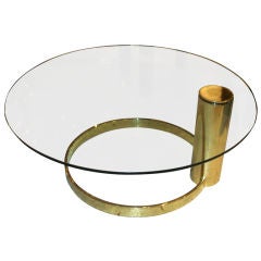 Cantilevered Glass-Top Brass Coffee table