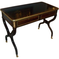 Regency-Style Rosewood, leather-top, brass-inlaid desk