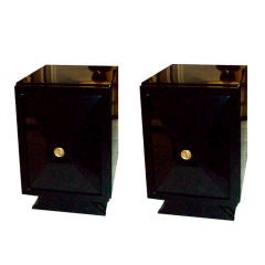 Pair of Sculptural Mid-Century Modern, Lacquered Nightstands