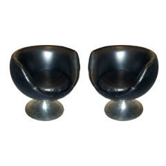 Pair of Modern Swivel Chairs on Chrome Base