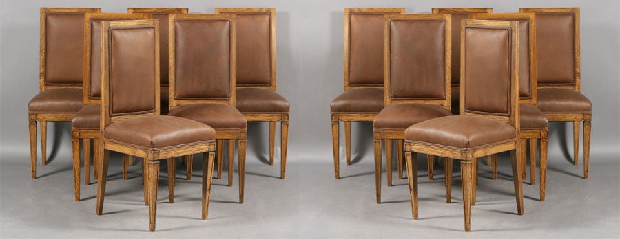 A set 12 French 40's Oak Dining Chairs