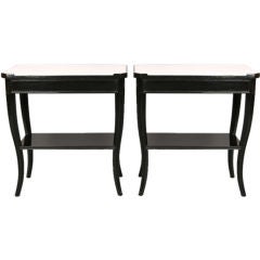 A pair of Jansen Ebonized End Tables with Inset Marble