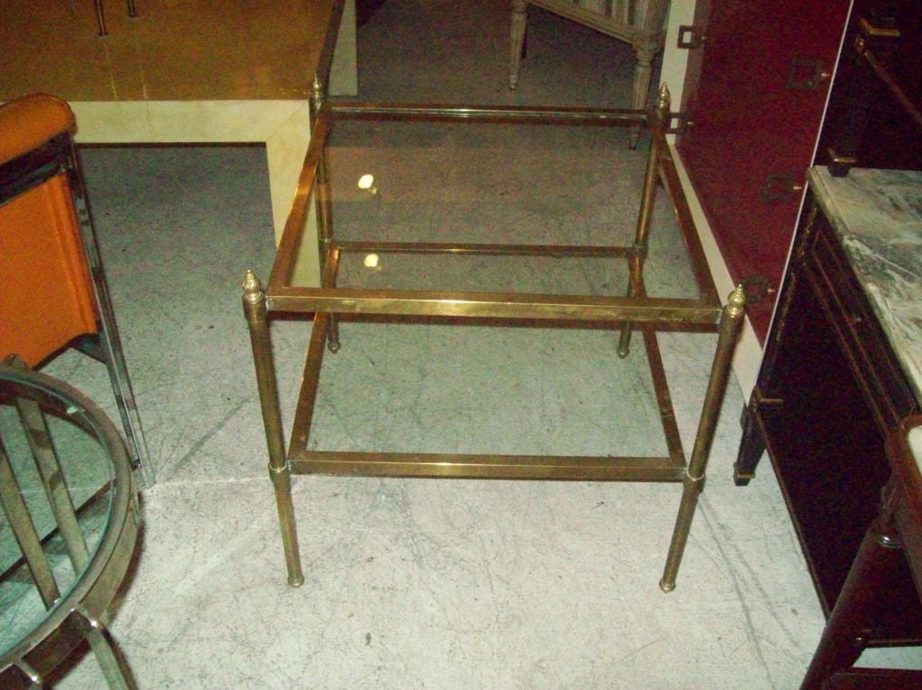 A Pair of Brass Two-Tiered End Tables/Side Tables