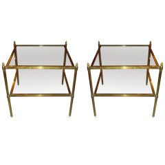 A Pair of Brass Two-Tiered End Tables/Side Tables