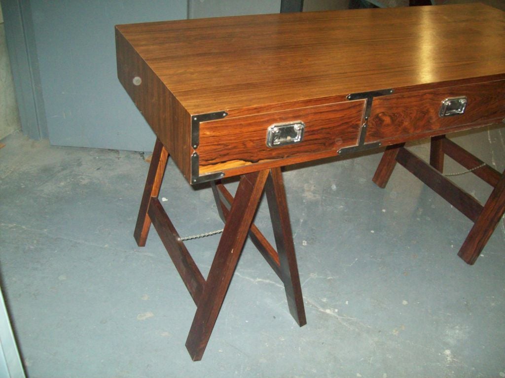 Rosewood Saw Horse  Desk In Excellent Condition In New York, NY