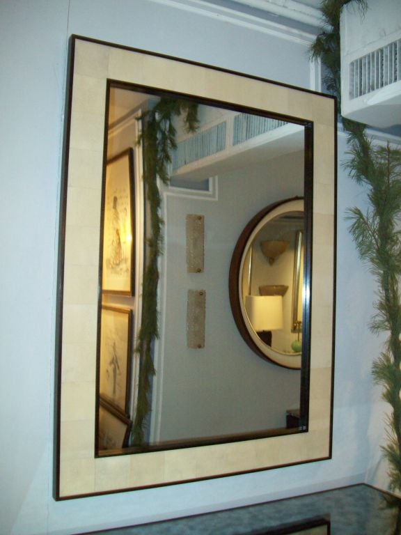 Custom rectangular shagreen mirror.