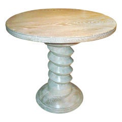 Cerused Oak Side Table on Barley Twist  Pedestal Base