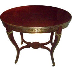 Antique Exquisite Oval-Brass Inlaid Table on Castors