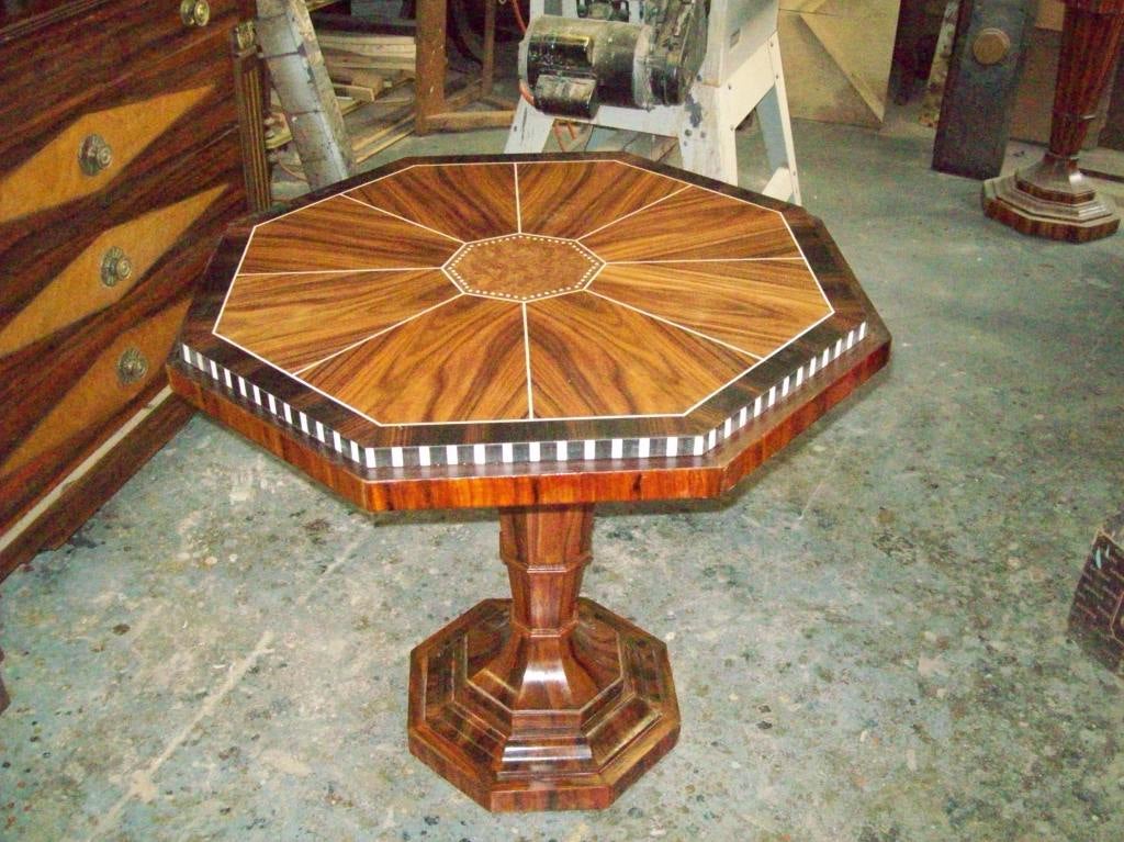 An Usual Pair of Octagonal, Inlaid  Tables in the Deco Manner