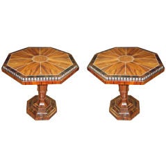 An Usual Pair of Octagonal, Inlaid  Tables in the Deco Manner