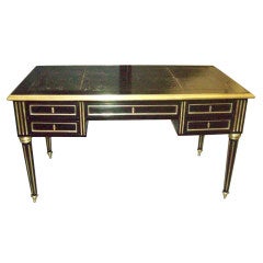 A Directoire Style Lacquered and Brass Inlaid  Desk
