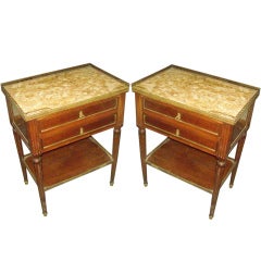 A pair of Louis XVI-Style Marble-Top Side Tables