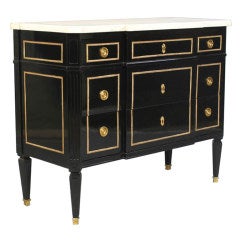 Directoire Style Ebonized, Marble-Top Commode