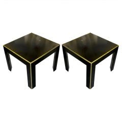 A Pair of Parson's Style,  Brass-Inlaid Side Tables