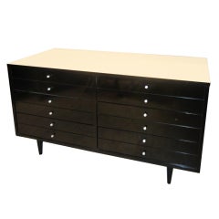Whimsical Ebonized Sideboard With Original Pulls