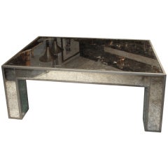 Silver Leafed, Mirrored Coffee Table