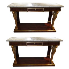 An Exceptional  Pair Of Regency-Style Rosewood Consoles
