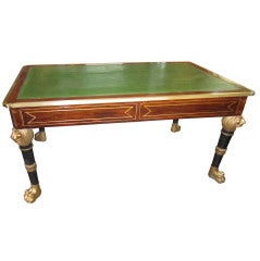 Regency-Style Green Leather-Top Writing Desk
