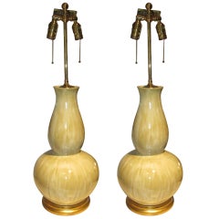 Pair of Glazed Pottery Lamps