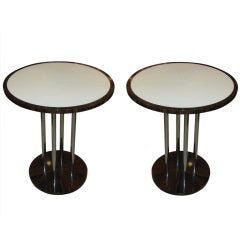 A Pair of Art Deco  Style  Macassar Ebony and Parchment Tables