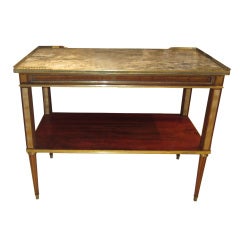 Exquisite Louis XVI Style Marble-Top Console Table with Gallery