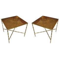 Pair of Bronze Faux-Bamboo End Tables 10