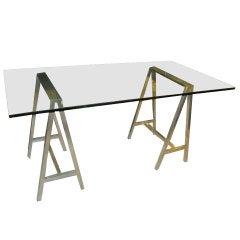 Polished Chrome Saw Horse Desk